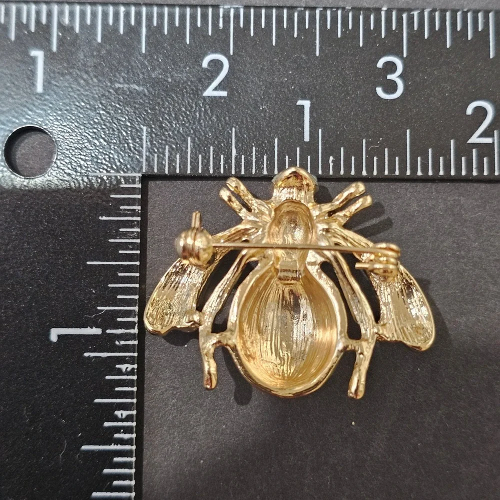 Enamel Bee Brooch Set Women Multicolor Rhinestone Insect Whimsical - Picture 9 of 10